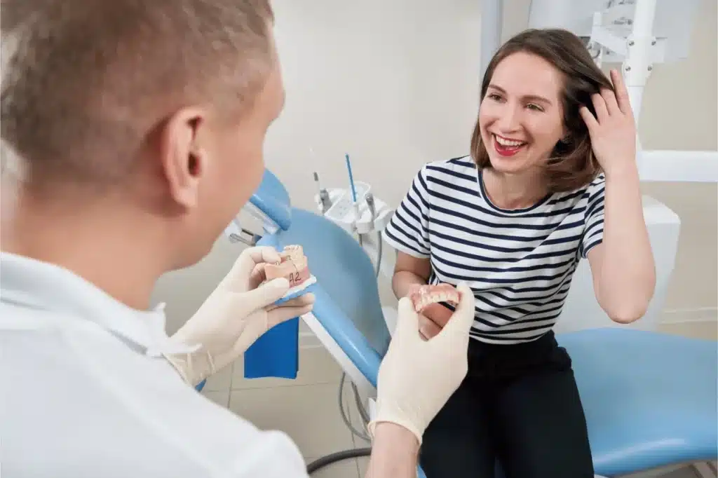 Patient Consulting Dentist for Veneers at Clinic in the UK